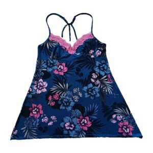 Secret Treasures Chemise Womens Large Racerback Floral Lace Vneck Slip Nightgown